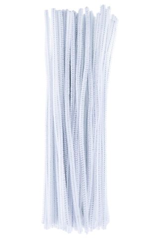 Xmas Chenille Stems - 6mm White Pk 100